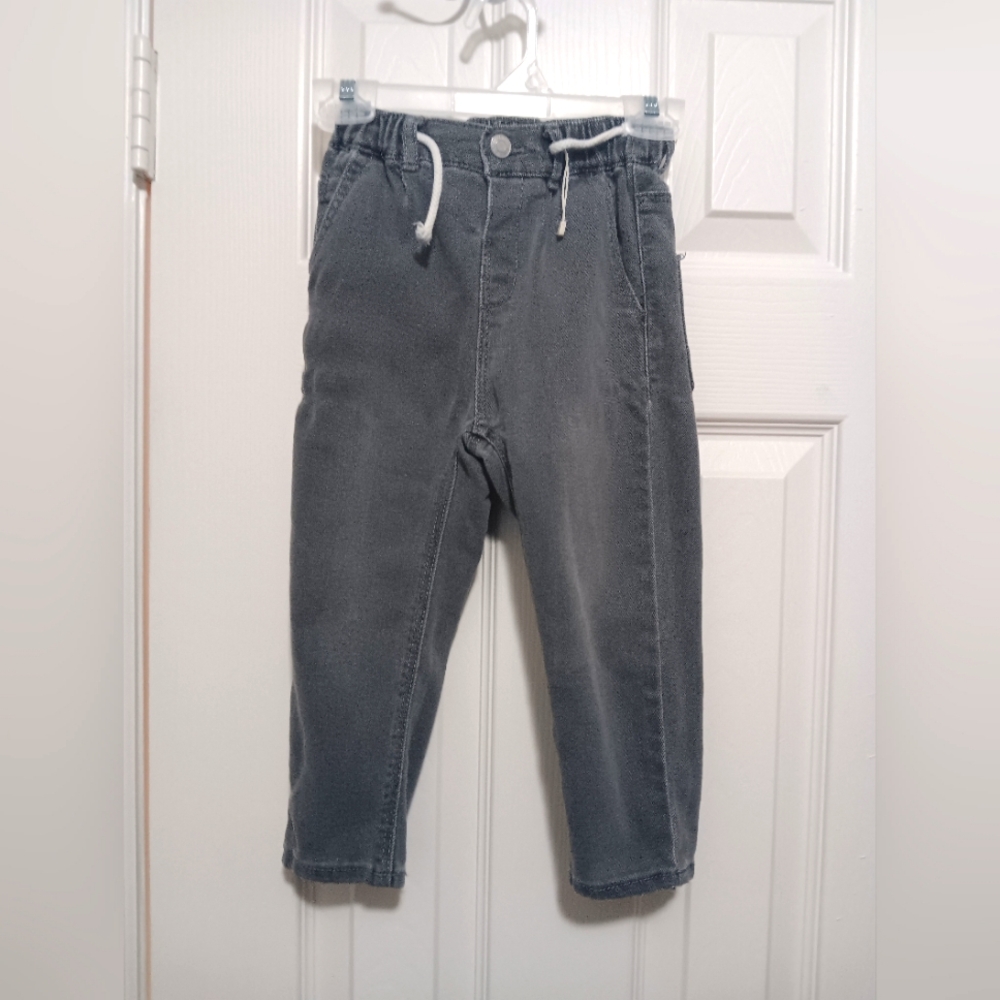 Zara stonewash black denim jeans with rope belt/size: 2-3 years
